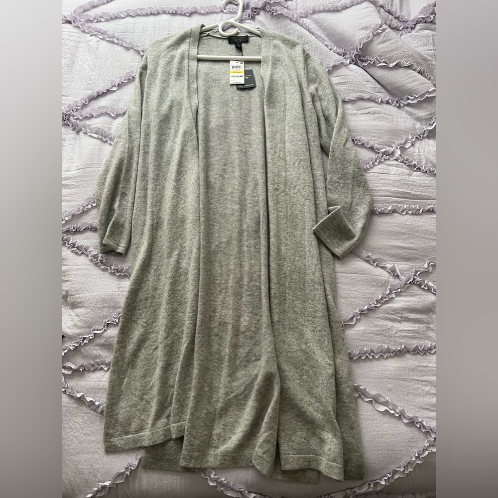 Long open front charter club cardigan